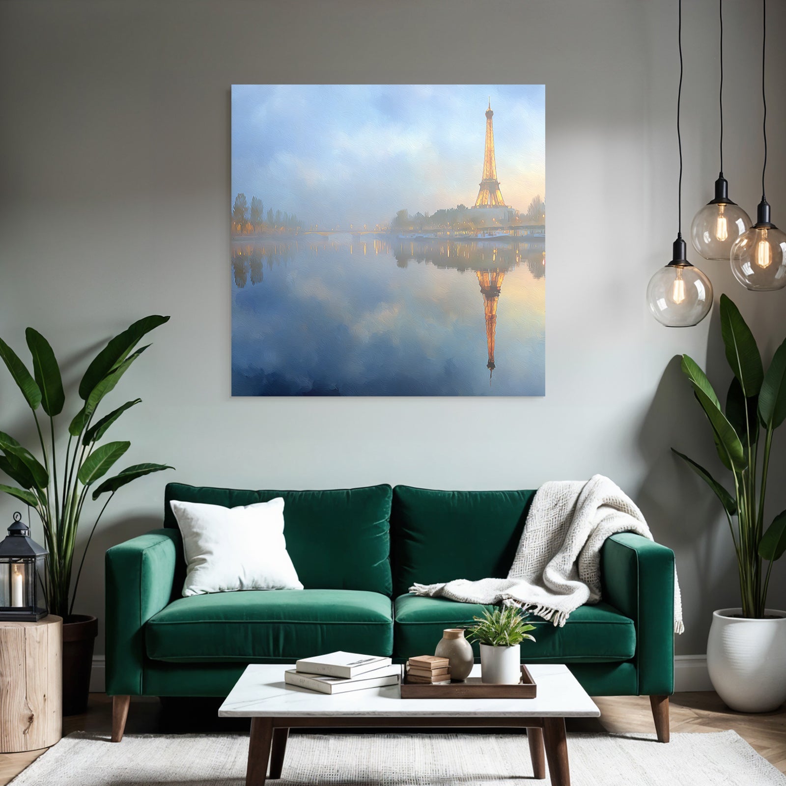 Eiffelturm Am Seineufer Mit Spiegelung