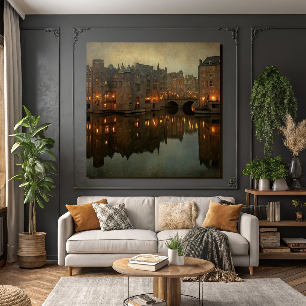 Historische Gebäude Reflexion Im Kanal Im Dämmerlicht