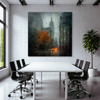 Regnerische Stadtstrasse Mit Orangenbaum Und Gelben Taxis Und Empire State Building