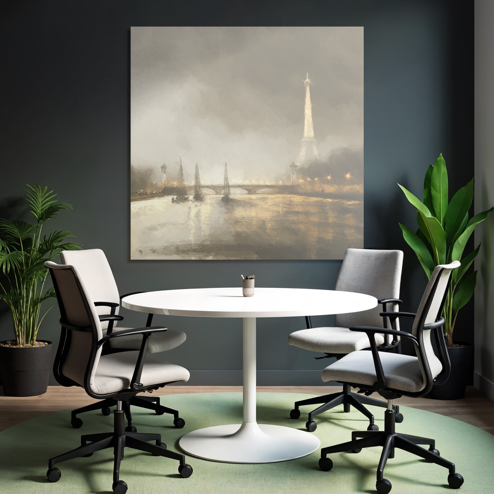 Romantische Eiffelturm Landschaft An Der Seine
