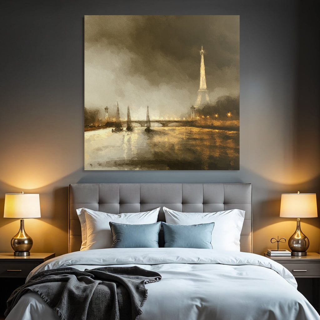 Romantische Eiffelturm Landschaft An Der Seine