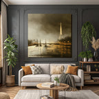 Romantische Eiffelturm Landschaft An Der Seine