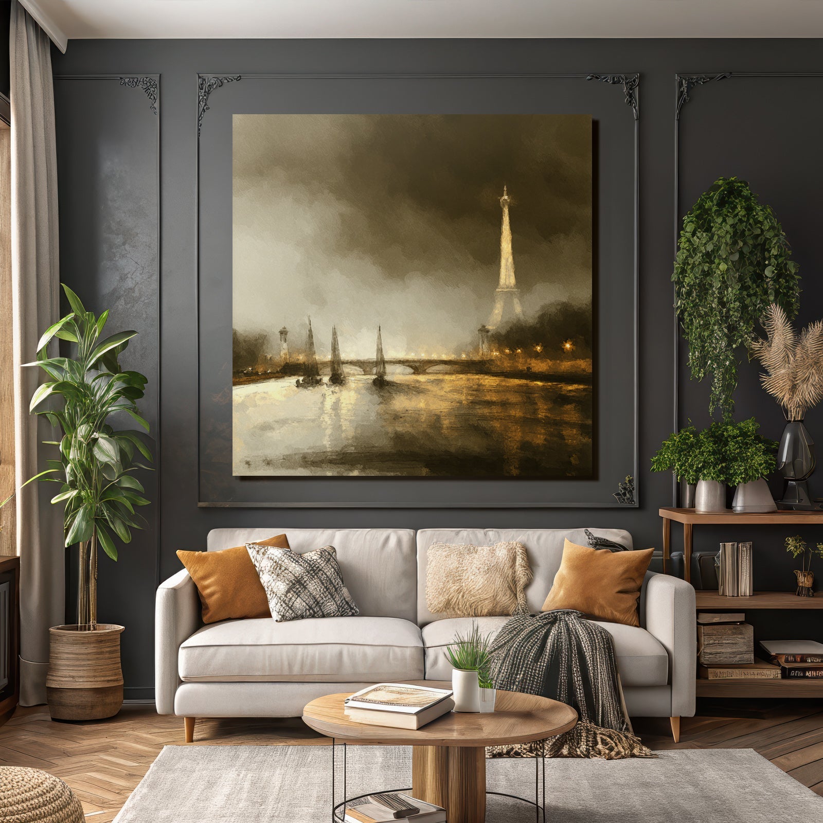 Romantische Eiffelturm Landschaft An Der Seine