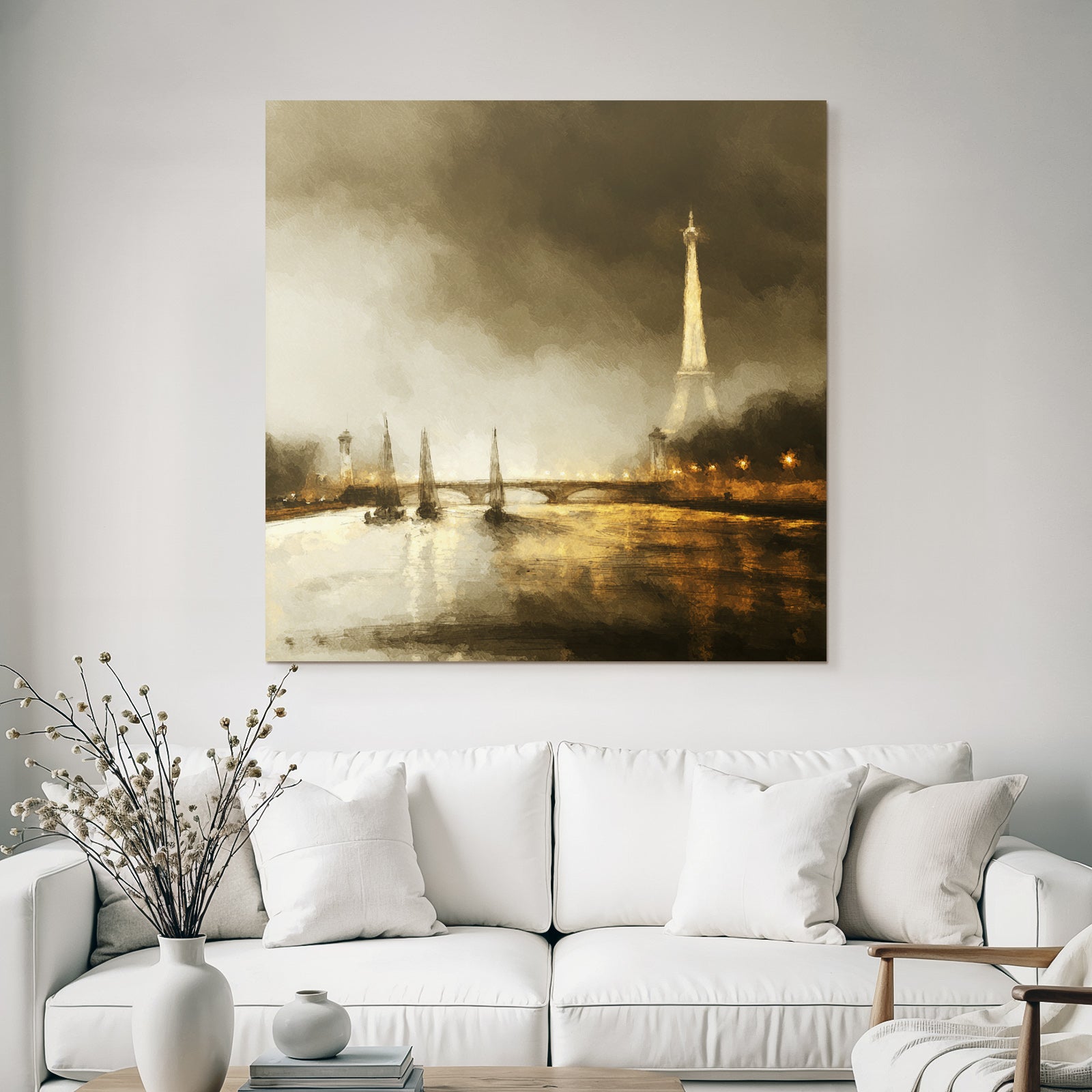 Romantische Eiffelturm Landschaft An Der Seine