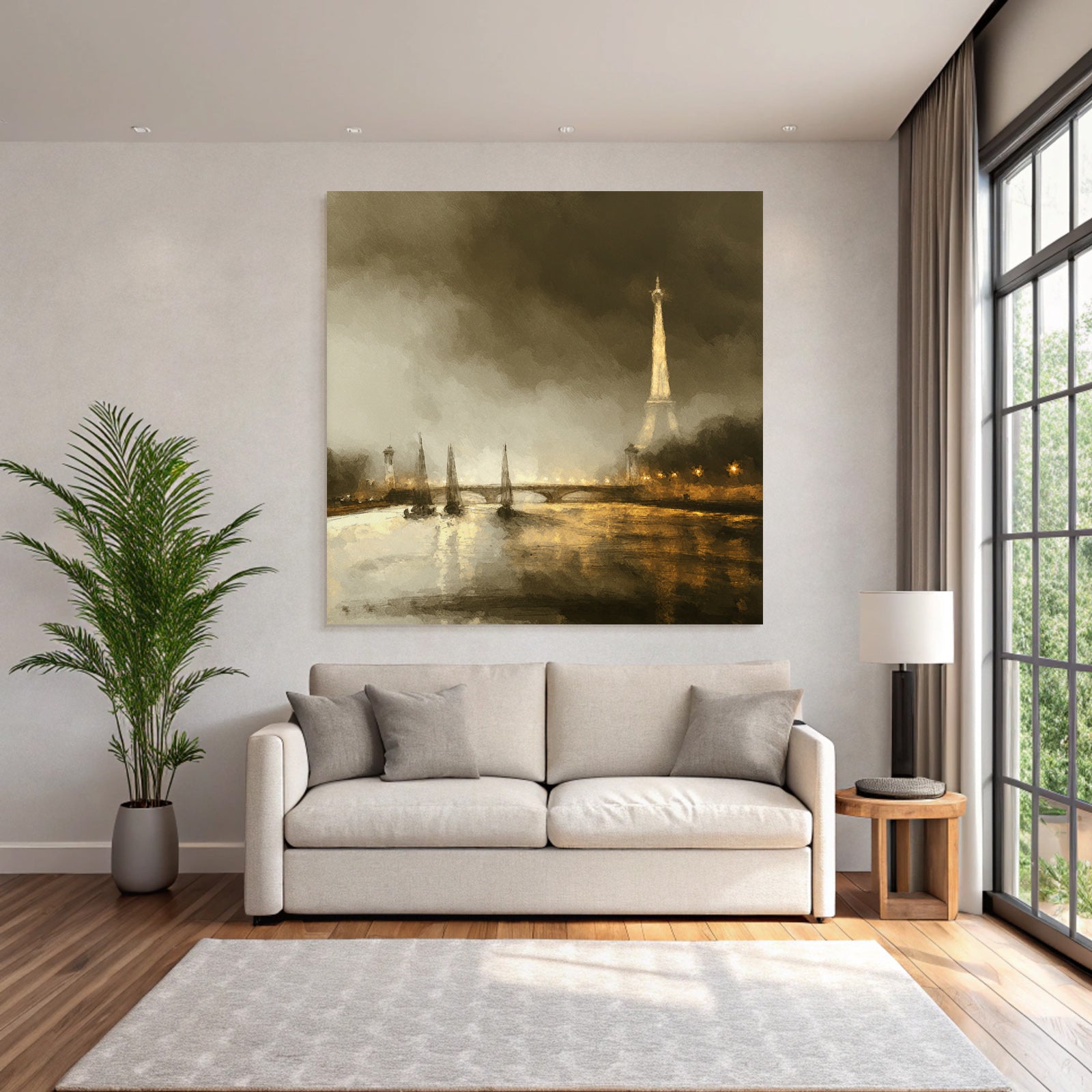 Romantische Eiffelturm Landschaft An Der Seine