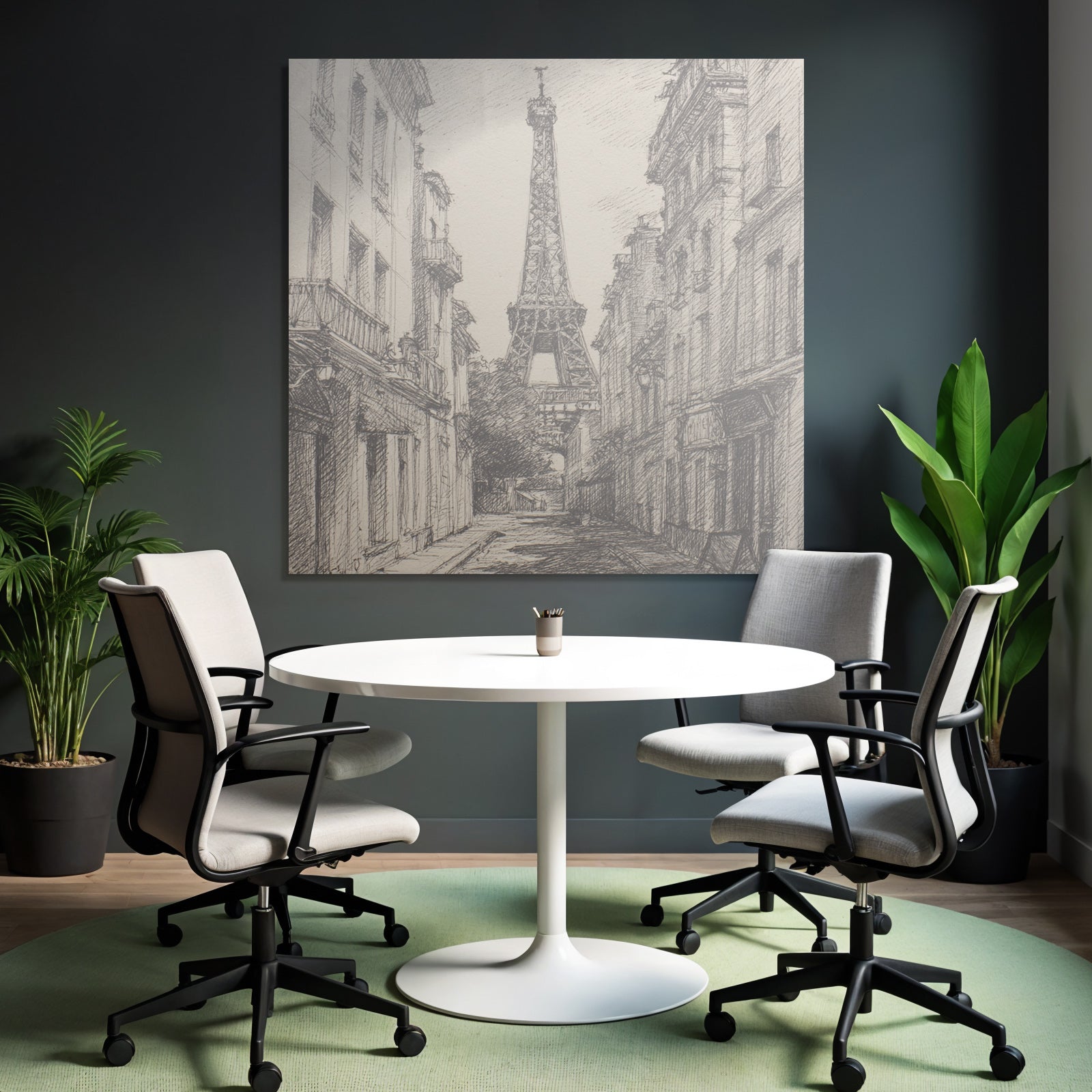 Schmale Strasse In Paris Mit Eiffelturm