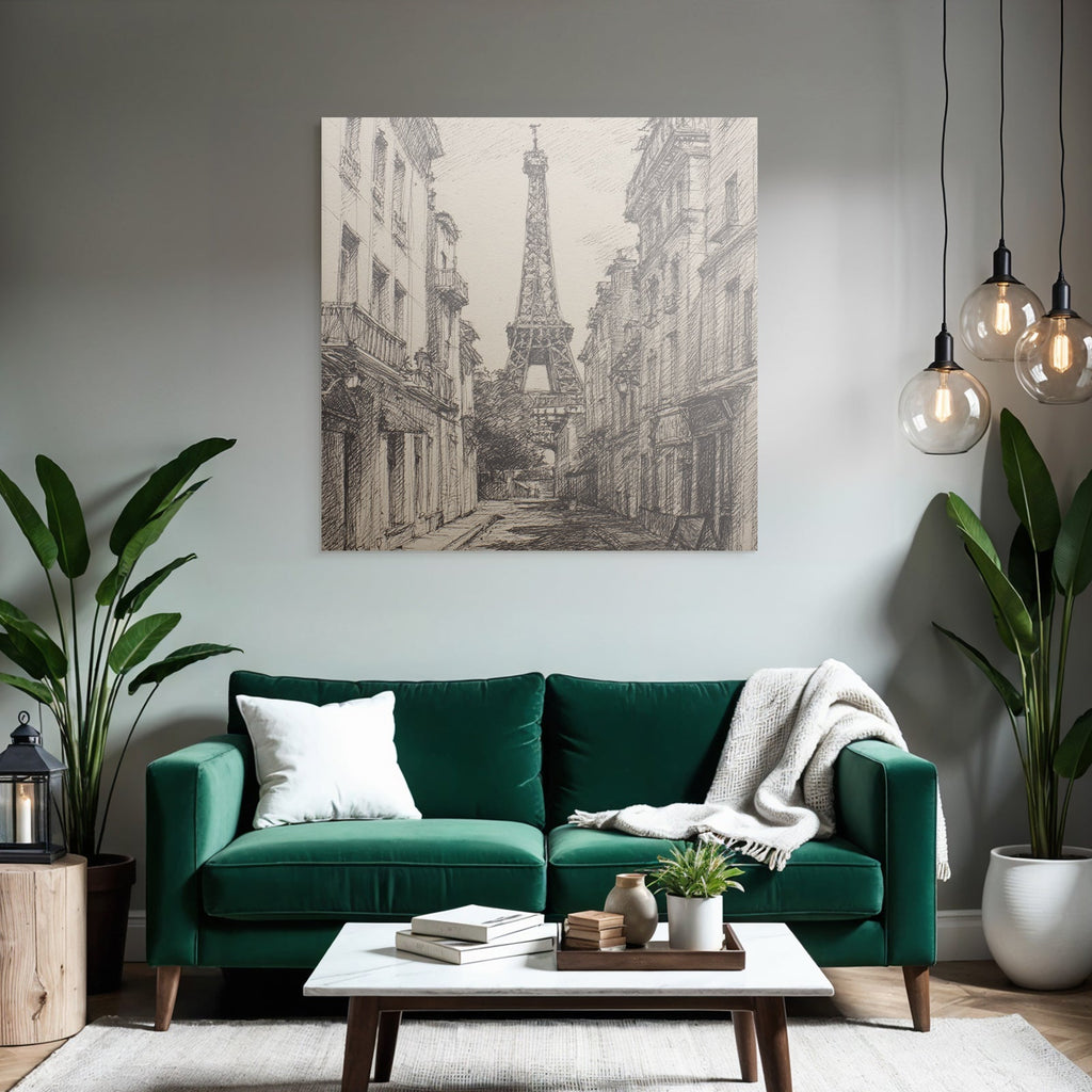 Schmale Strasse In Paris Mit Eiffelturm