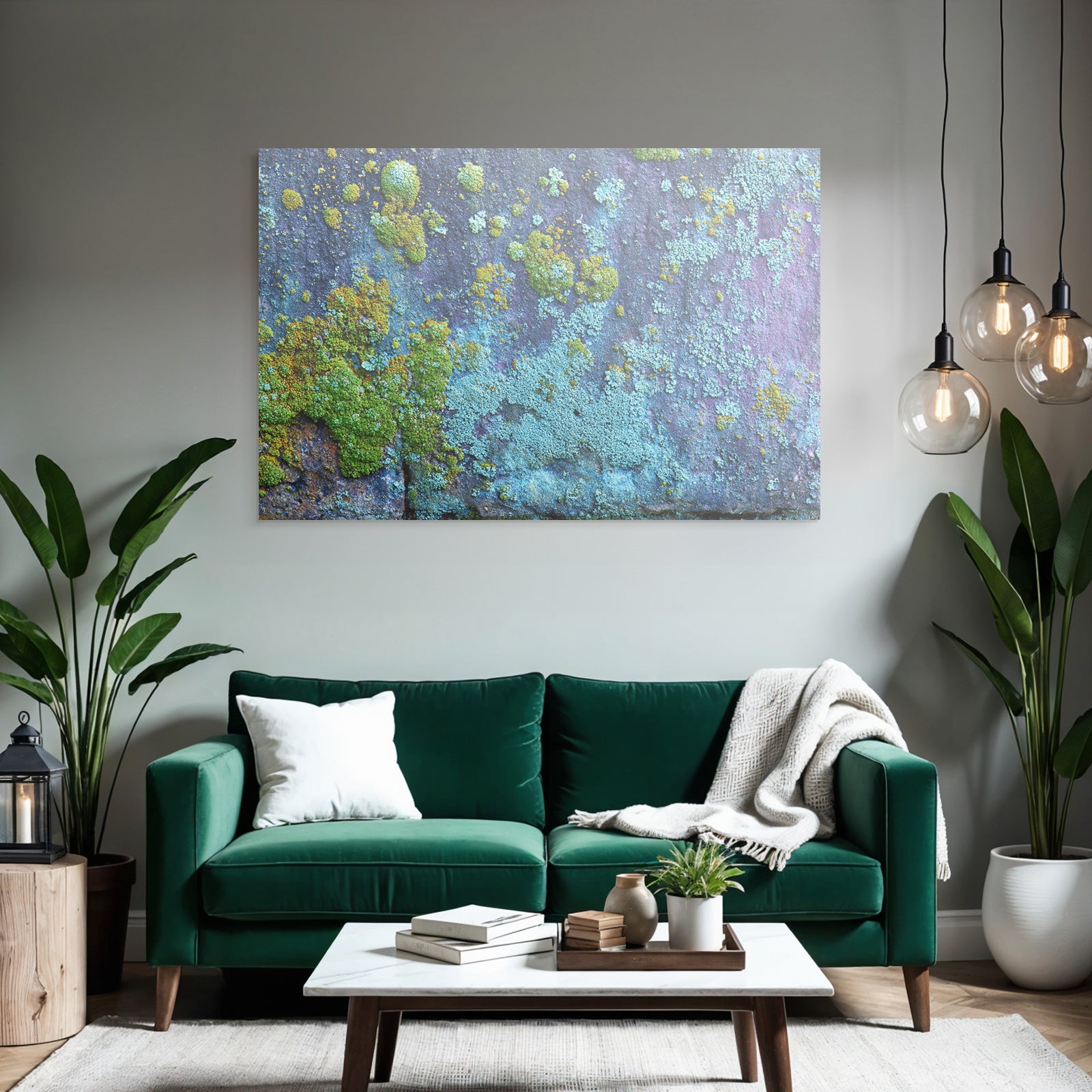 Bunte Flechten Und Moose Auf Steinoberfläche