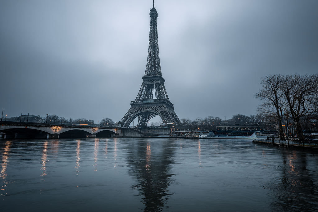 Eiffelturm Im Morgengraün Mit Reflektionen Im Wasser | Staedtekunst | Laender und Reisen