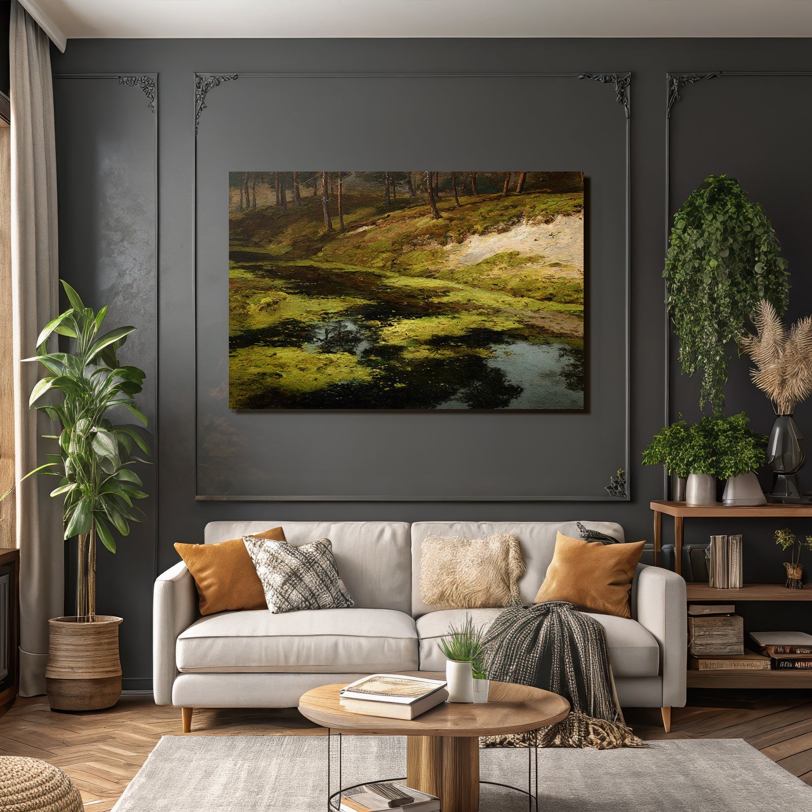 Friedliche Landschaft Mit See Und Wald