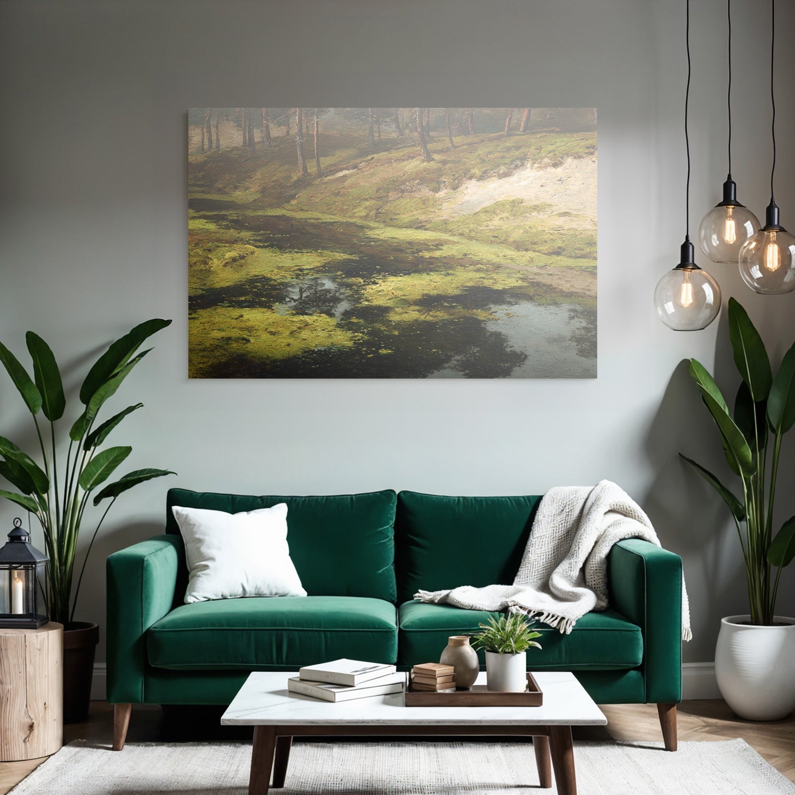 Friedliche Landschaft Mit See Und Wald