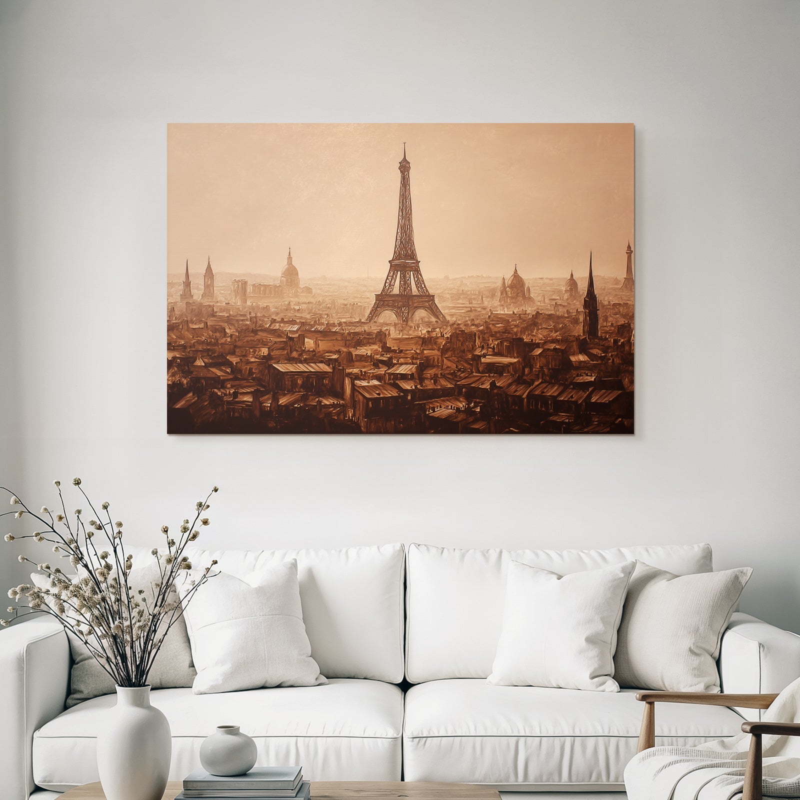 Historische Sepiaansicht Von Paris Mit Turmartiger Monumentdarstellung