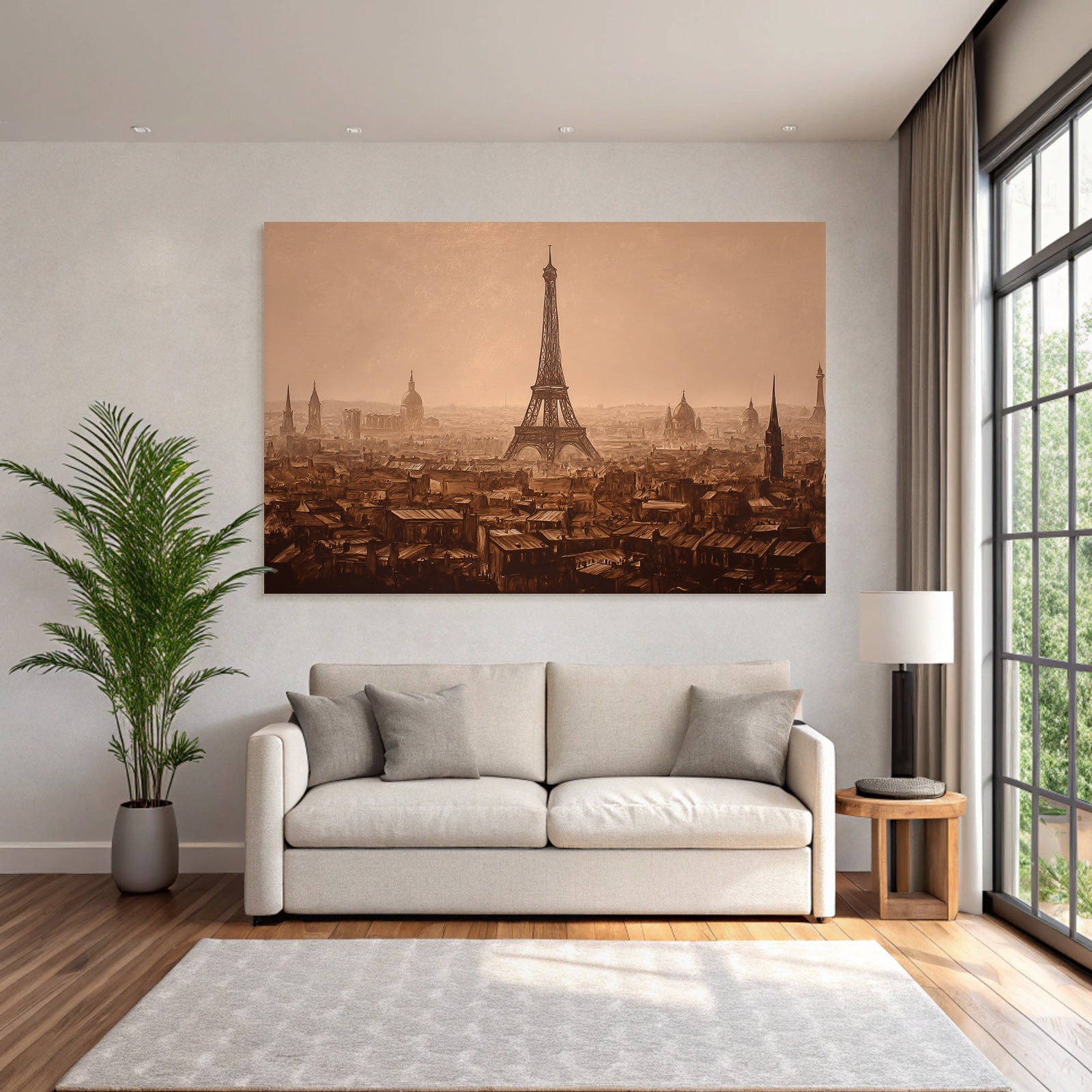 Historische Sepiaansicht Von Paris Mit Turmartiger Monumentdarstellung