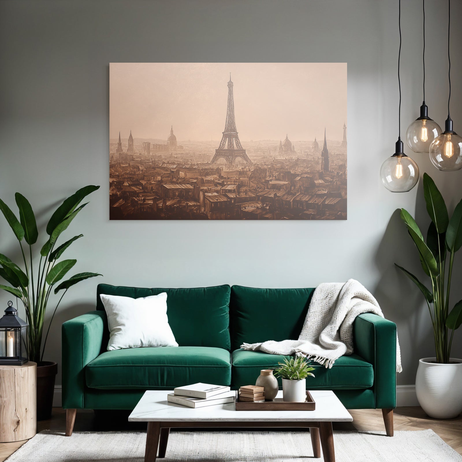 Historische Sepiaansicht Von Paris Mit Turmartiger Monumentdarstellung