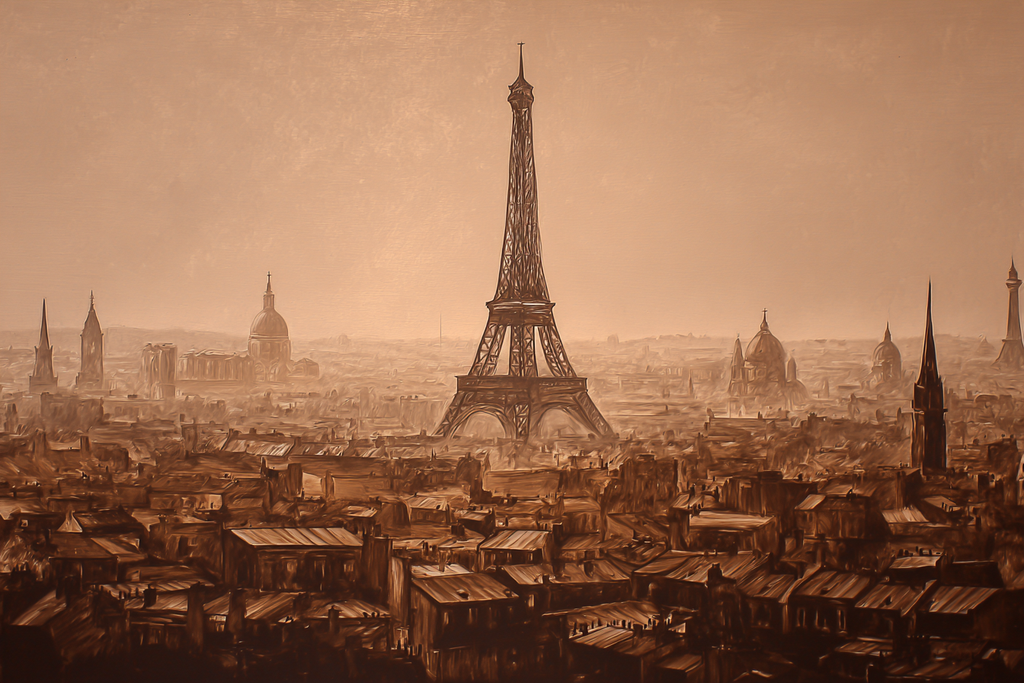 Historische Sepiaansicht Von Paris Mit Turmartiger Monumentdarstellung | Staedtekunst | Laender und Reisen