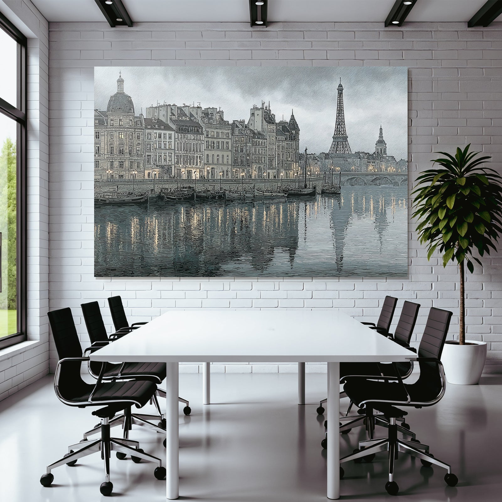 Historische Stadtansicht Am Fluss Mit Eiffelturm
