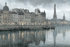 Historische Stadtansicht Am Fluss Mit Eiffelturm | Staedtekunst | Laender und Reisen