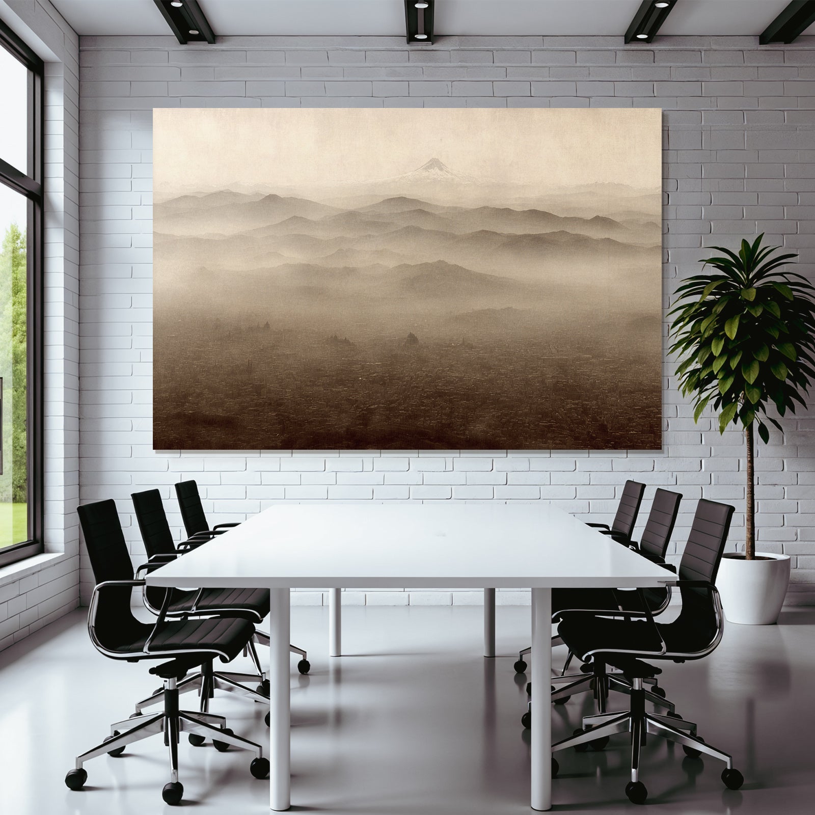Neblige Berglandschaft Im Sepiaton