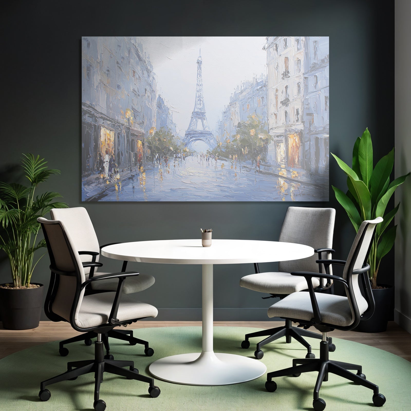 Parisstrasse Bei Regen Mit Eiffelturm