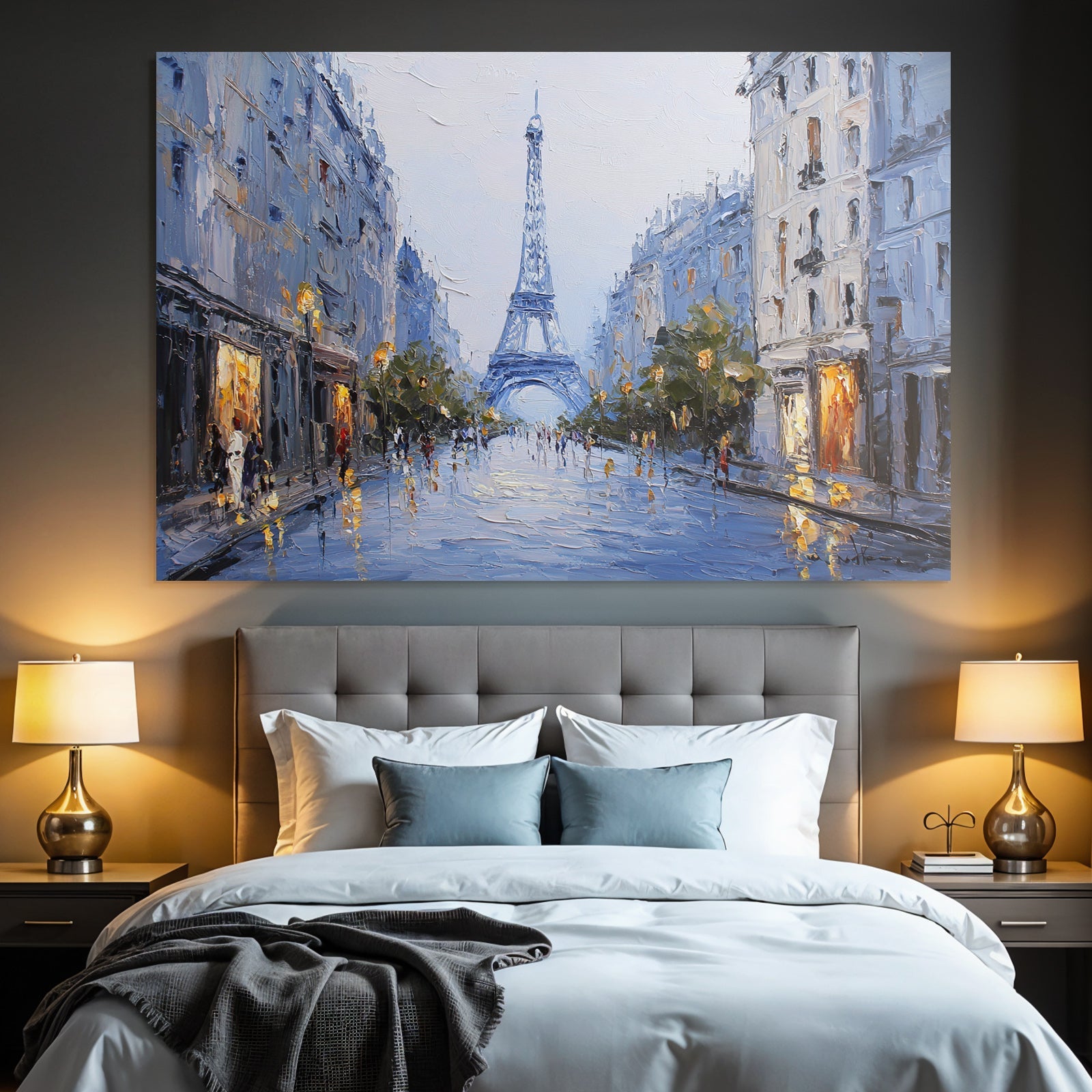 Parisstrasse Bei Regen Mit Eiffelturm