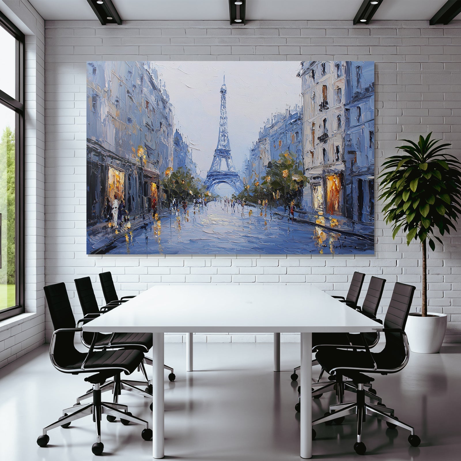 Parisstrasse Bei Regen Mit Eiffelturm