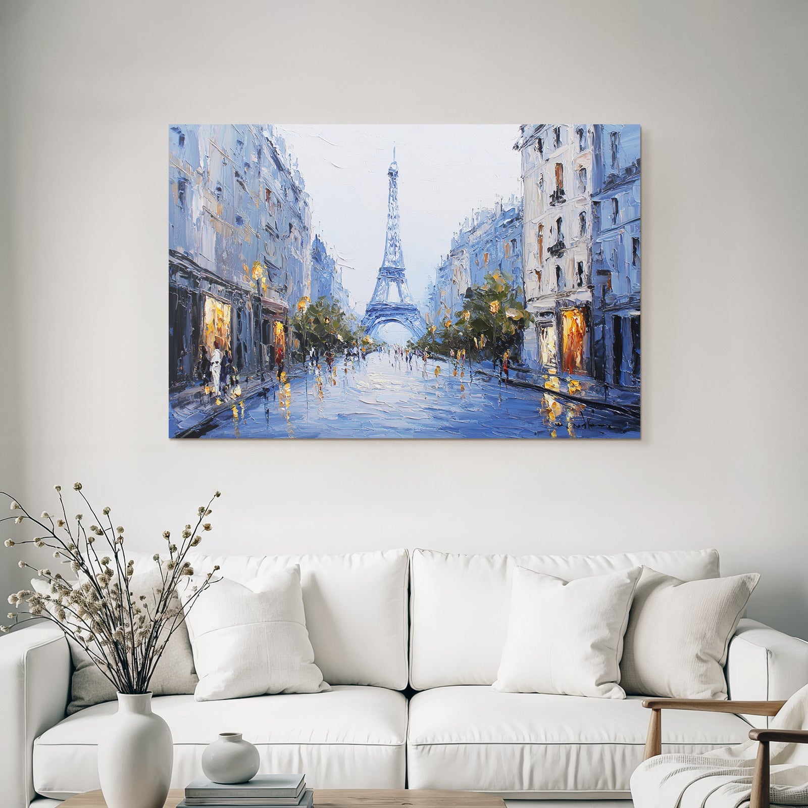 Parisstrasse Bei Regen Mit Eiffelturm