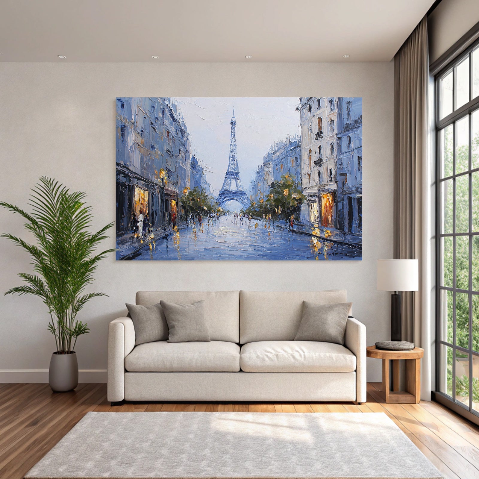 Parisstrasse Bei Regen Mit Eiffelturm