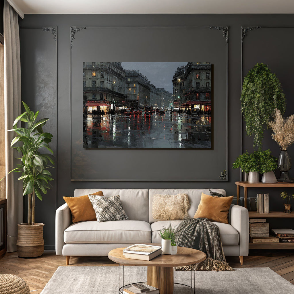 Regen In Der Stadt Bei Dämmerung