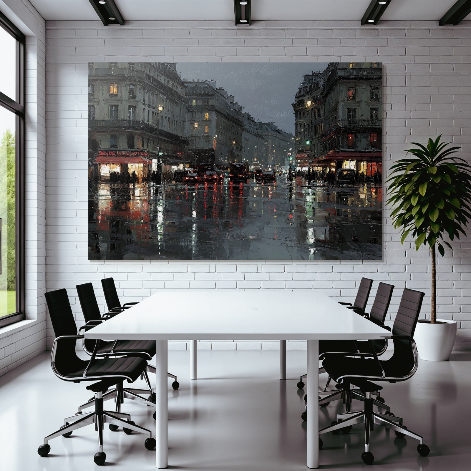 Regen In Der Stadt Bei Dämmerung