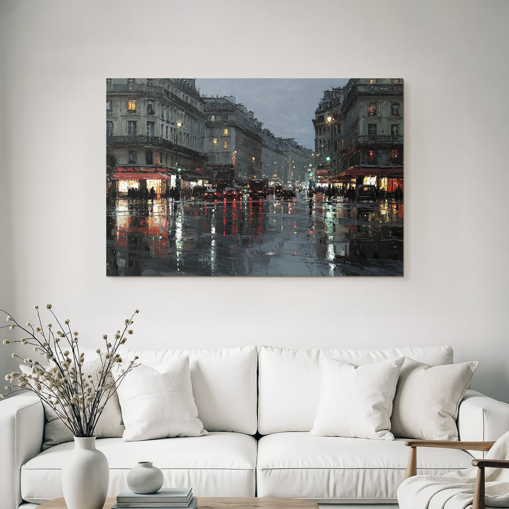 Regen In Der Stadt Bei Dämmerung