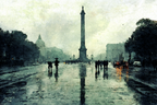 Regnerischer Tag In Der Stadt Mit Monument Und Reflexionen | Staedtekunst | Laender und Reisen