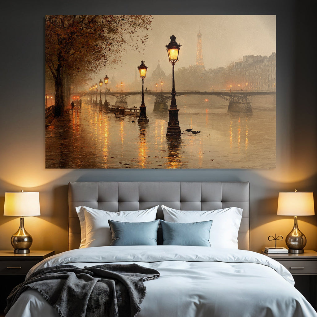 Ruhiger Abendspaziergang An Der Seine In Paris