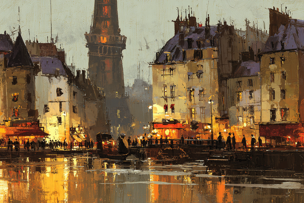 Stadt Am Wasser Im Impressionistischen Stil | Staedtekunst | Laender und Reisen