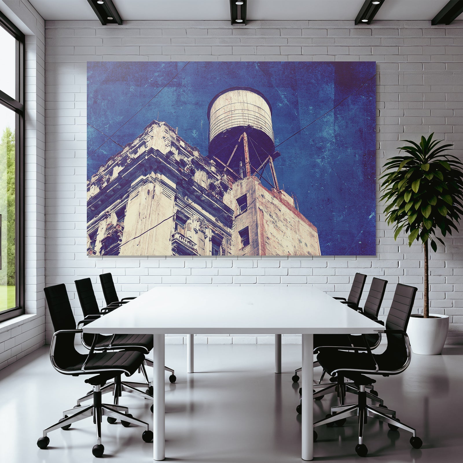 Verwitterte Stadtarchitektur Mit Wasserturm Im Retro Stil