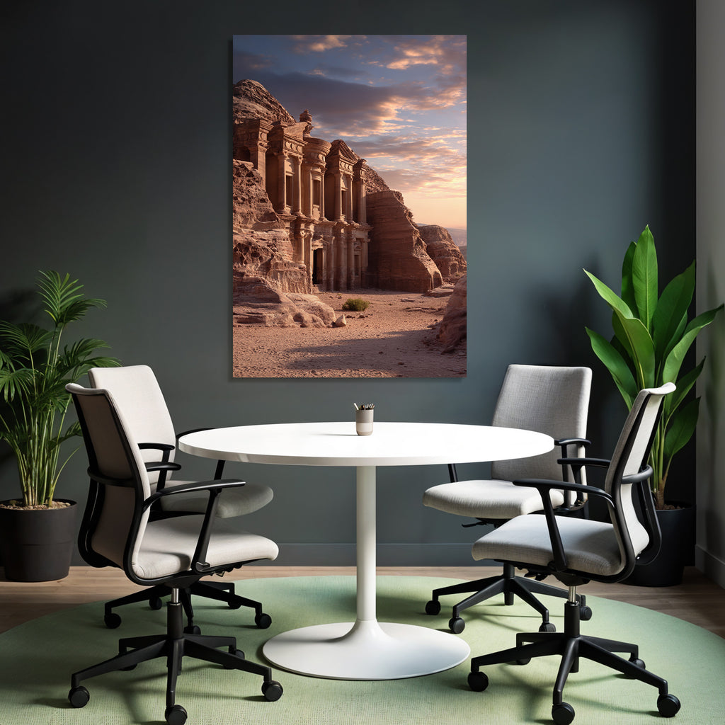 Felsentempel In Petra Bei Sonnenuntergang