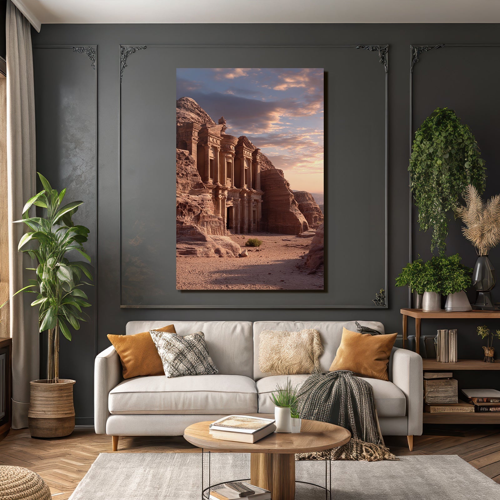 Felsentempel In Petra Bei Sonnenuntergang