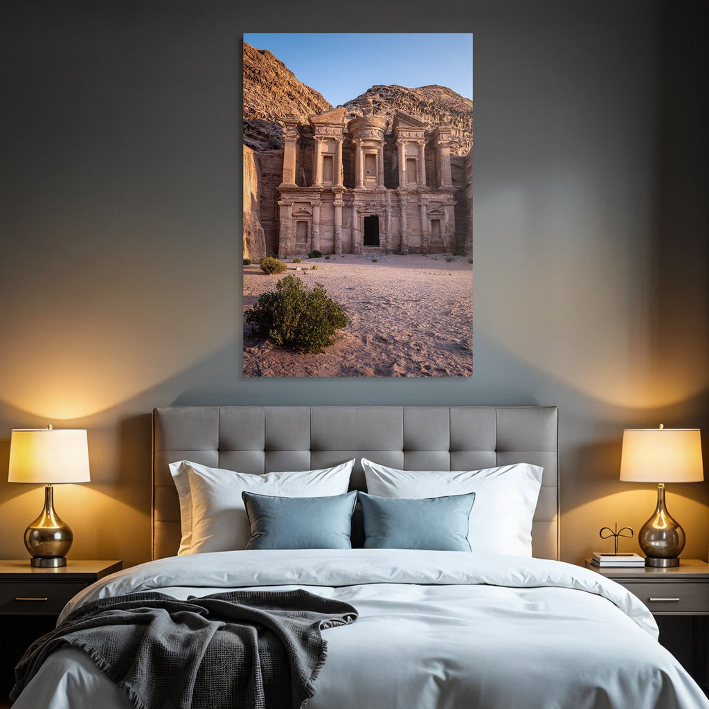 Kloster Aldeir In Petra Jordanien Felsarchitektur Nabatäische Architektur Und Wüstenlandschaft
