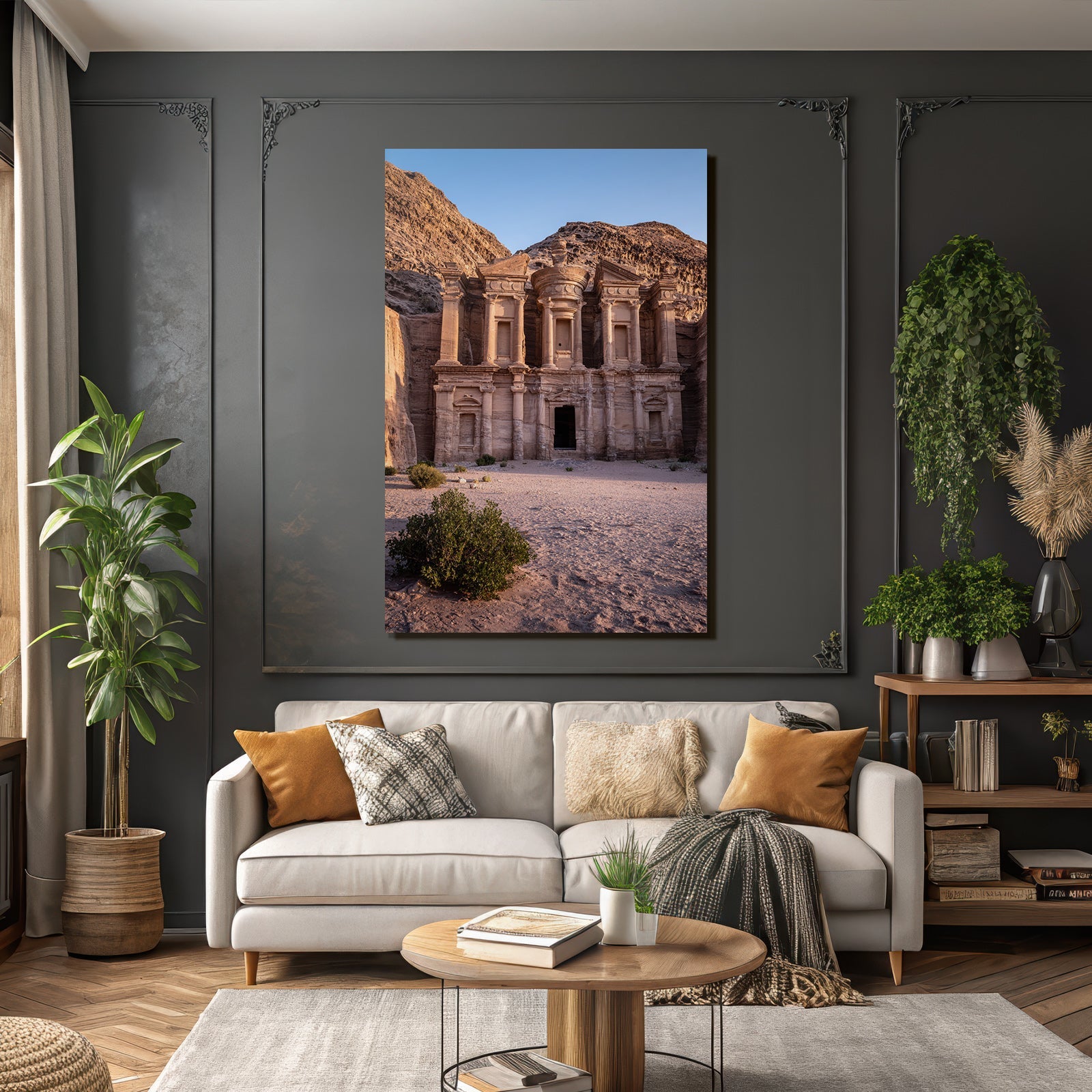 Kloster Aldeir In Petra Jordanien Felsarchitektur Nabatäische Architektur Und Wüstenlandschaft