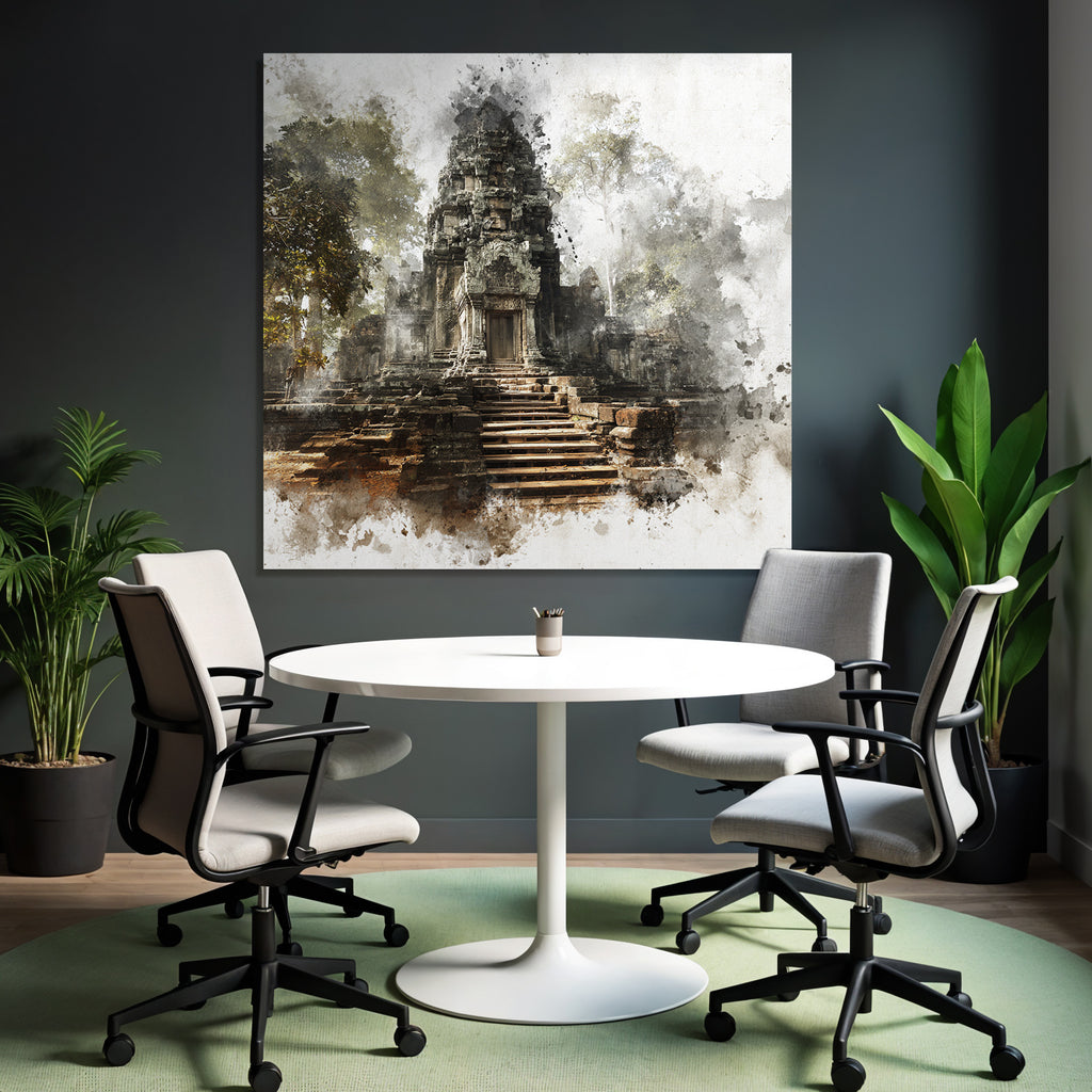 Old Temple Ruins in the Forest in Mixed Media