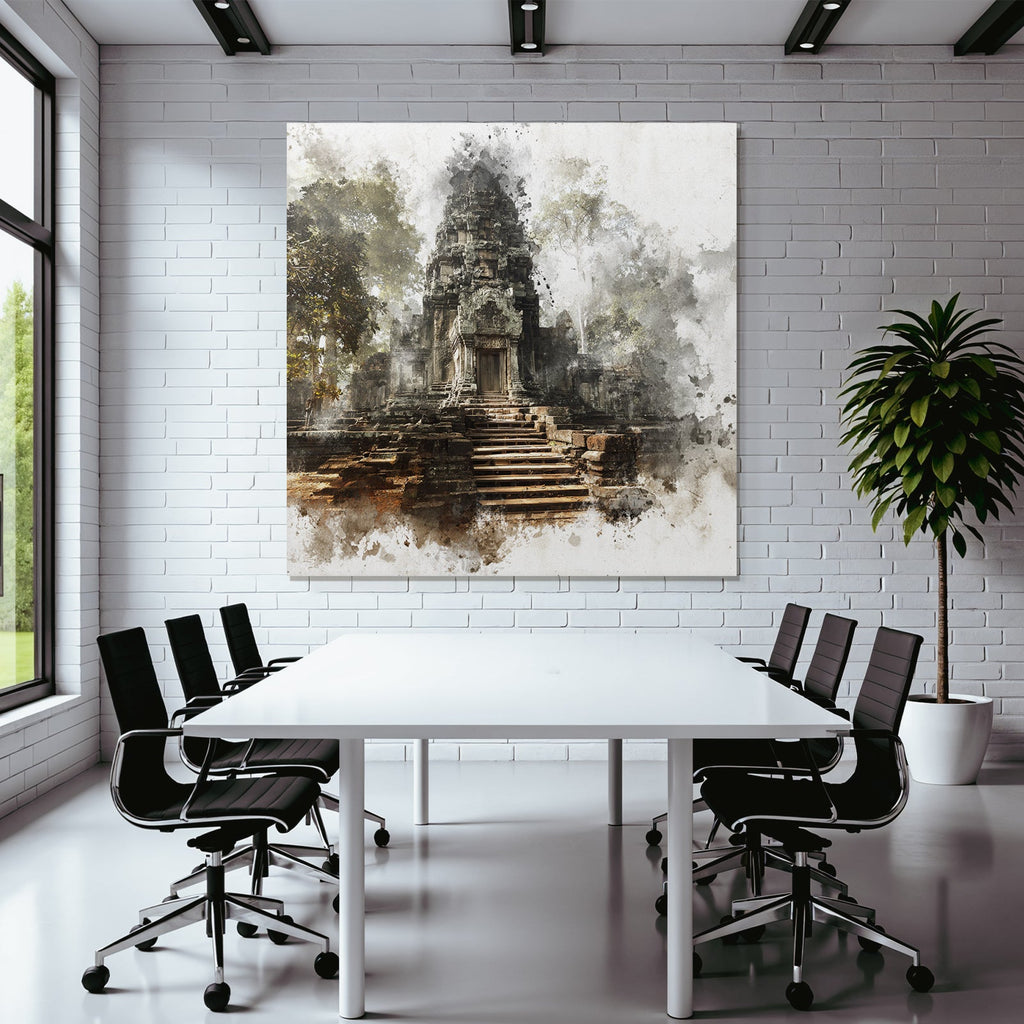 Old Temple Ruins in the Forest in Mixed Media