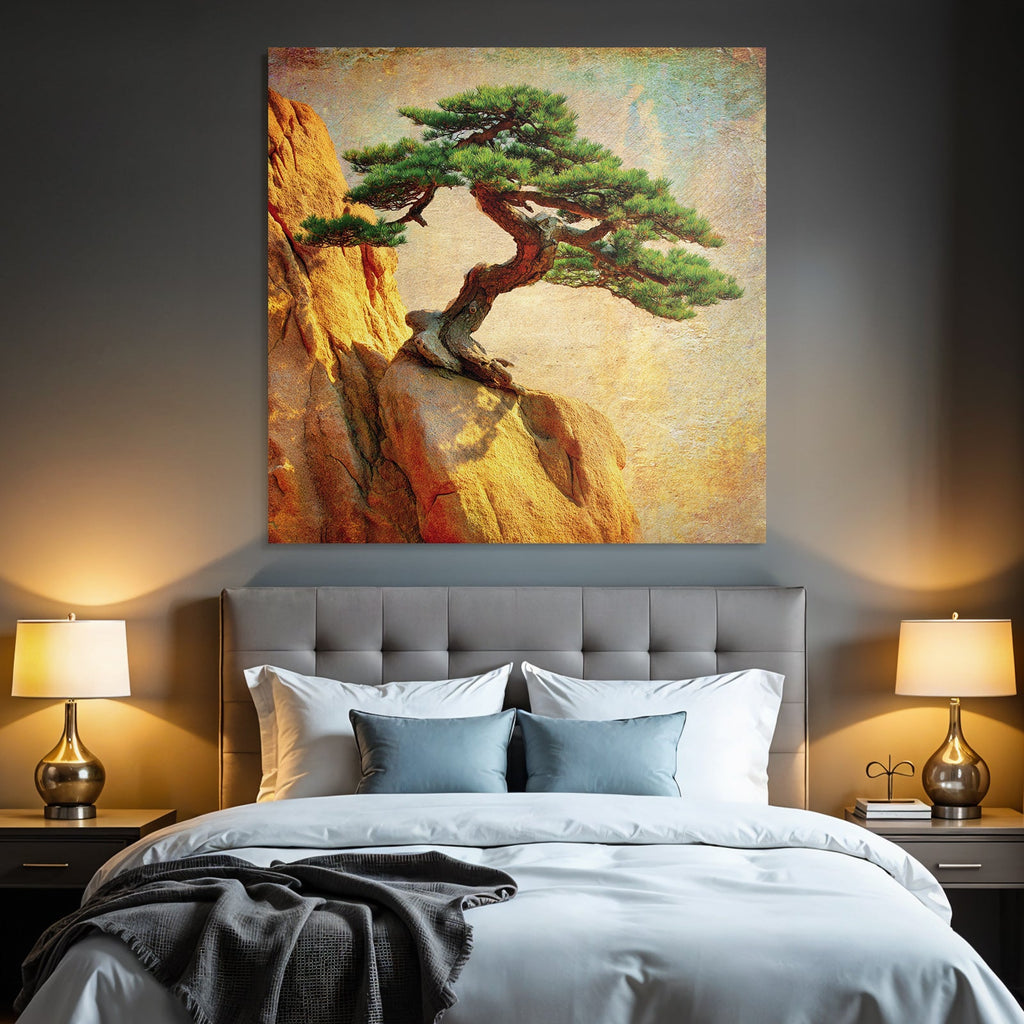 Bonsai tree on rock formation