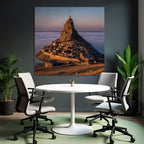 Dramatische Landschaft Mit Felsformation Und Dorf Unter Sonnenaufgang