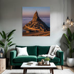Dramatische Landschaft Mit Felsformation Und Dorf Unter Sonnenaufgang