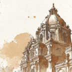 Historisches Gebäude Mit Kuppel Aquarell Skizze | UNESCO Weltkulturerbe | Laender und Reisen