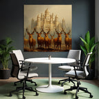 Majestic Castle and Deer in Warm Golden Light