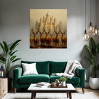 Majestic Castle and Deer in Warm Golden Light