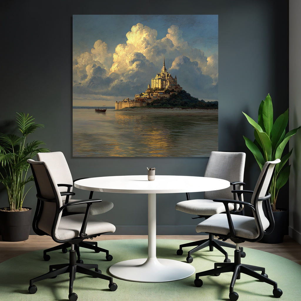 Malerische Inselburg Mit Hohem Turm Auf Felsklippe Im Wasser