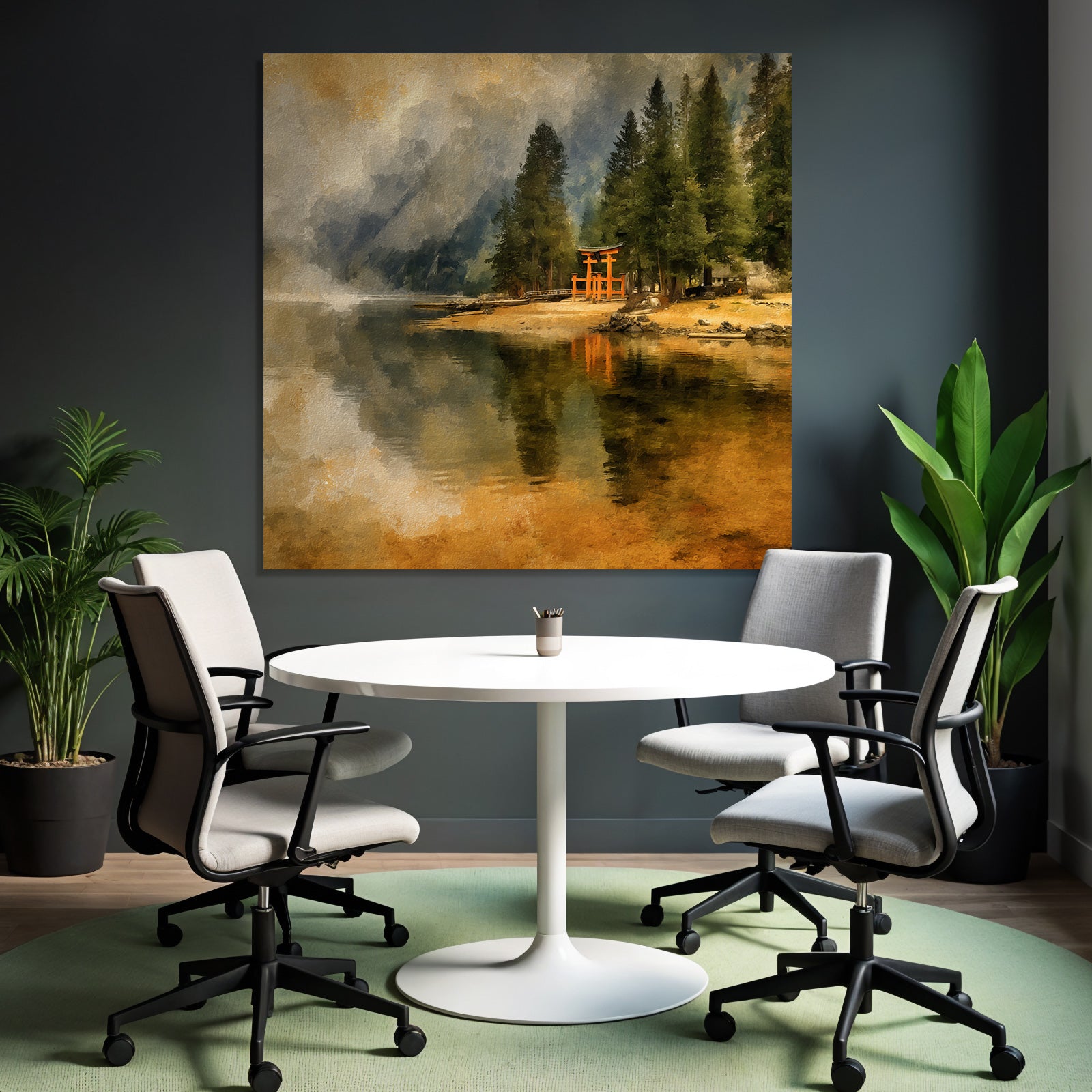 Ruhige Seelandschaft Mit Torii Tor Und Spiegelung