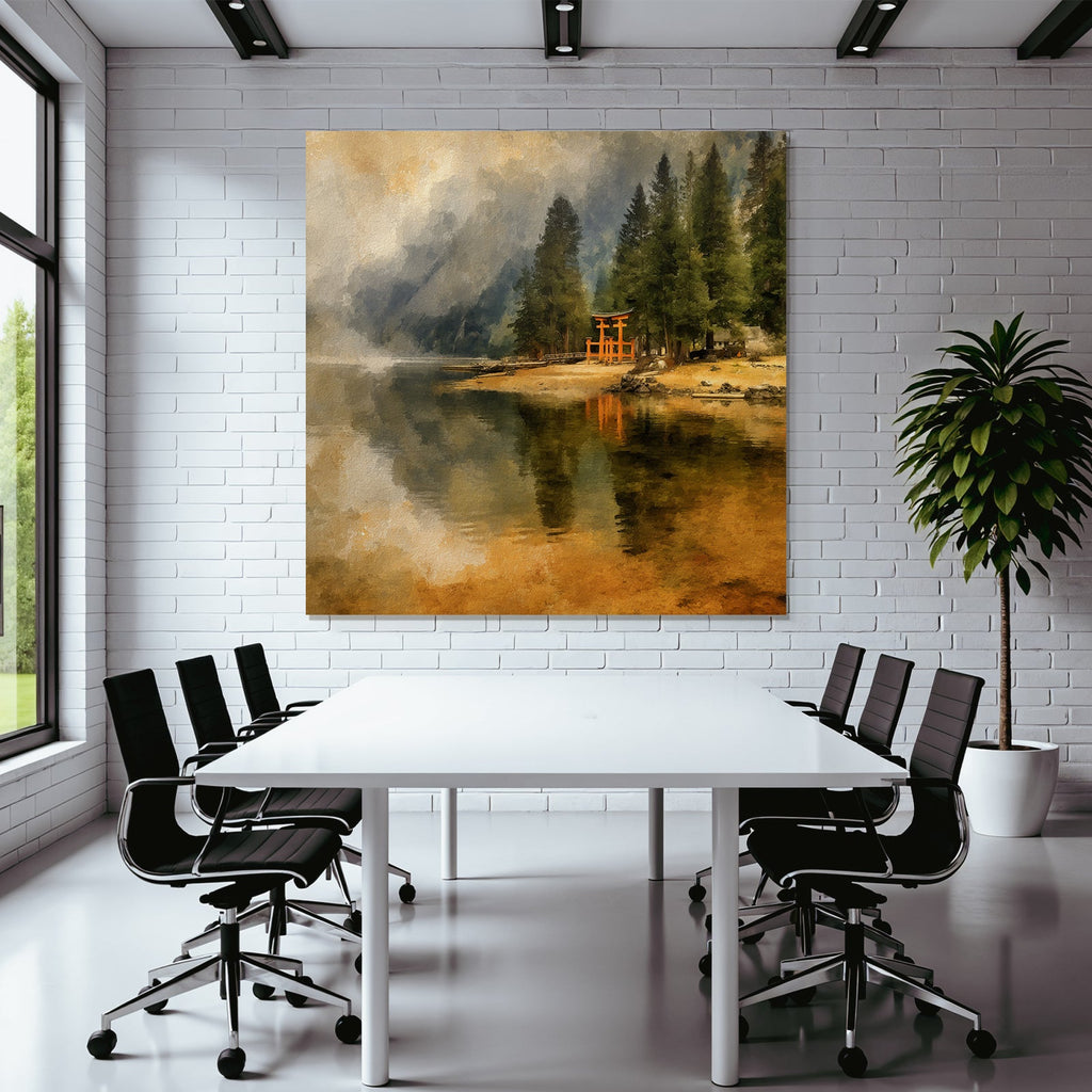 Ruhige Seelandschaft Mit Torii Tor Und Spiegelung