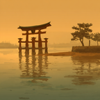 Sonnenuntergang Mit Torii Tor Im Wasser Und Baum | UNESCO Weltkulturerbe | Laender und Reisen